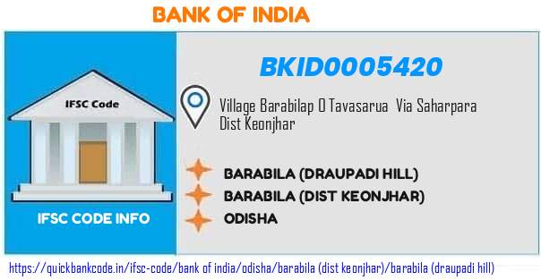 Bank of India Barabila draupadi Hill BKID0005420 IFSC Code
