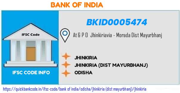 Bank of India Jhinkiria BKID0005474 IFSC Code