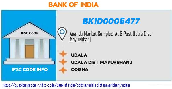 Bank of India Udala BKID0005477 IFSC Code