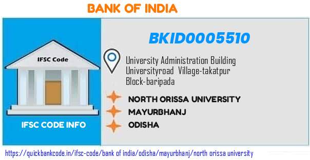 Bank of India North Orissa University BKID0005510 IFSC Code