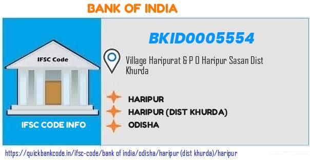 Bank of India Haripur BKID0005554 IFSC Code