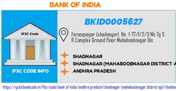 Bank of India Shadnagar BKID0005627 IFSC Code