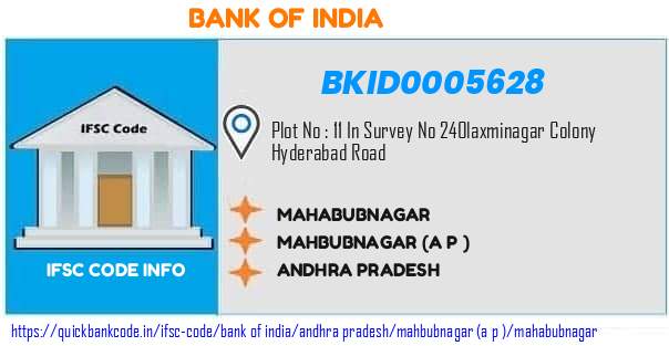 Bank of India Mahabubnagar BKID0005628 IFSC Code