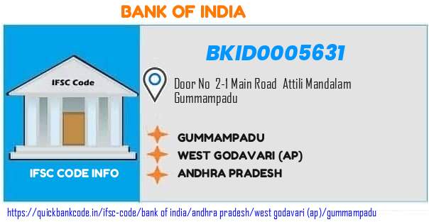 Bank of India Gummampadu BKID0005631 IFSC Code