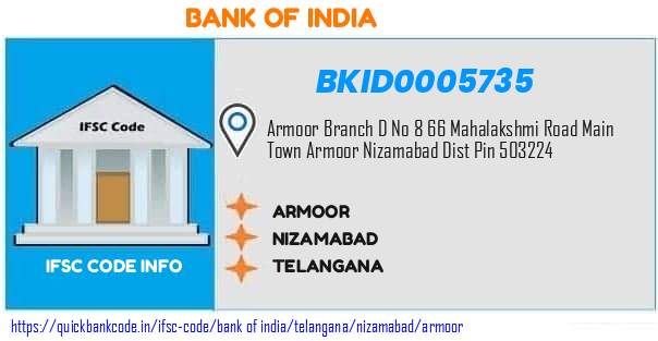 Bank of India Armoor BKID0005735 IFSC Code