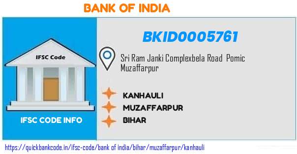 Bank of India Kanhauli BKID0005761 IFSC Code