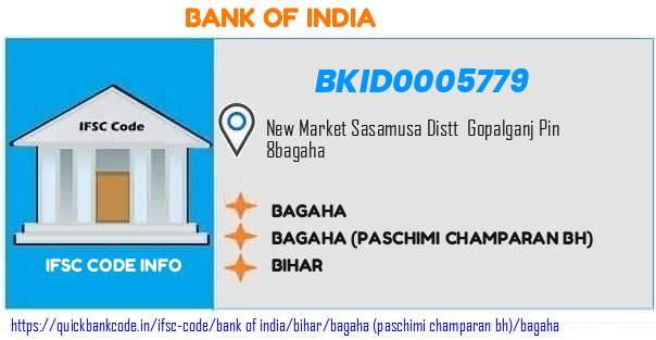 Bank of India Bagaha BKID0005779 IFSC Code