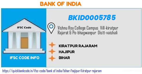 Bank of India Kiratpur Rajaram BKID0005785 IFSC Code