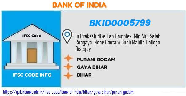 Bank of India Purani Godam BKID0005799 IFSC Code