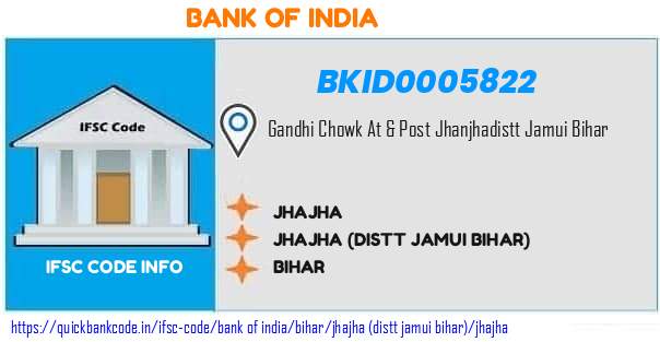 Bank of India Jhajha BKID0005822 IFSC Code