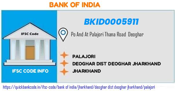 Bank of India Palajori BKID0005911 IFSC Code