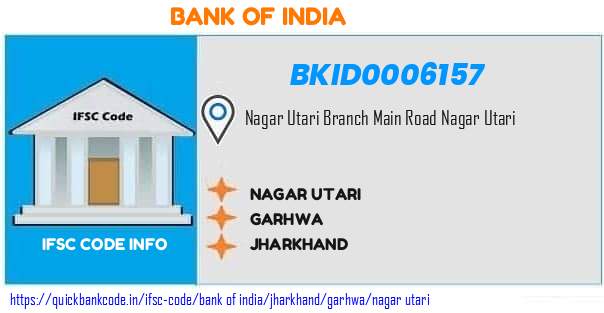 Bank of India Nagar Utari BKID0006157 IFSC Code