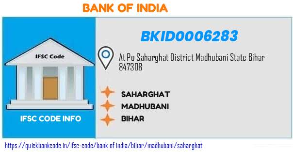 Bank of India Saharghat BKID0006283 IFSC Code