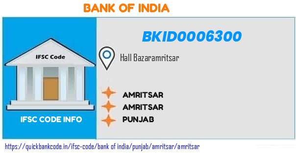 Bank of India Amritsar BKID0006300 IFSC Code