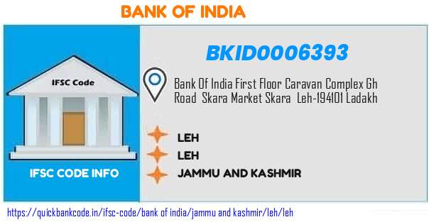 Bank of India Leh BKID0006393 IFSC Code