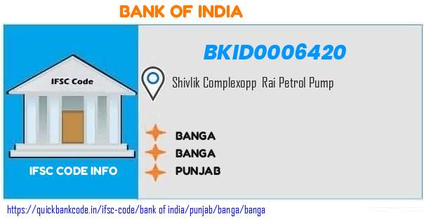 Bank of India Banga BKID0006420 IFSC Code