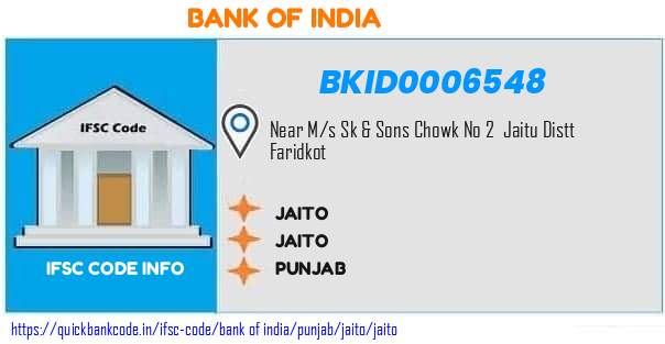 Bank of India Jaito BKID0006548 IFSC Code