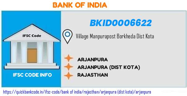 Bank of India Arjanpura BKID0006622 IFSC Code