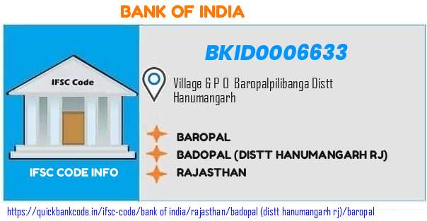 Bank of India Baropal BKID0006633 IFSC Code