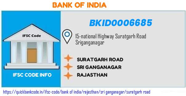 Bank of India Suratgarh Road BKID0006685 IFSC Code