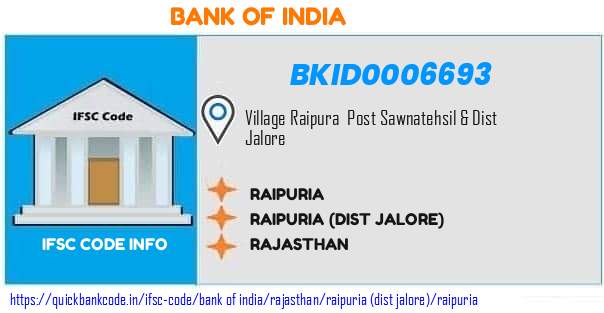 Bank of India Raipuria BKID0006693 IFSC Code