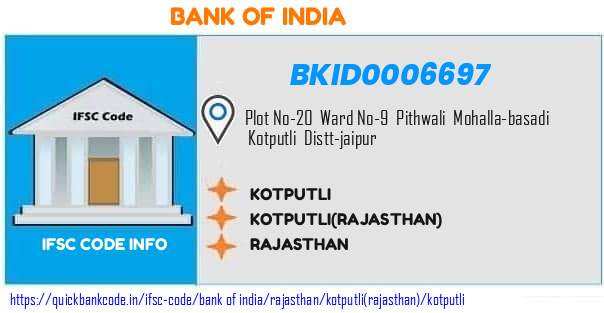 Bank of India Kotputli BKID0006697 IFSC Code