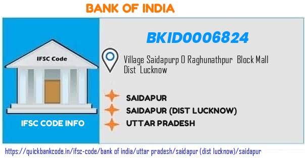 Bank of India Saidapur BKID0006824 IFSC Code