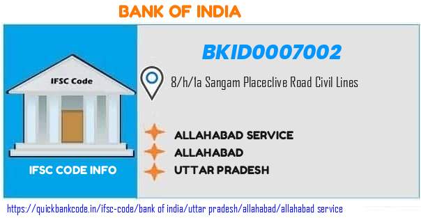 Bank of India Allahabad Service BKID0007002 IFSC Code