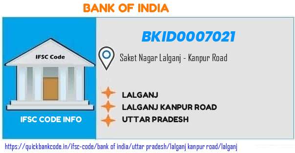 Bank of India Lalganj BKID0007021 IFSC Code