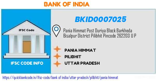 Bank of India Pania Himmat BKID0007025 IFSC Code