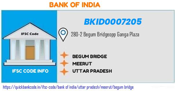 Bank of India Begum Bridge BKID0007205 IFSC Code