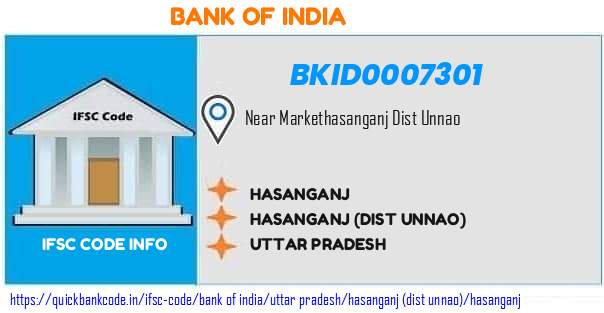 Bank of India Hasanganj BKID0007301 IFSC Code