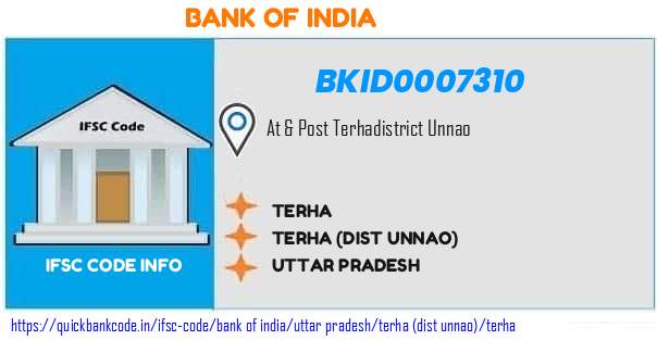 Bank of India Terha BKID0007310 IFSC Code