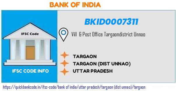 Bank of India Targaon BKID0007311 IFSC Code