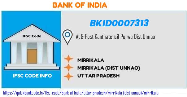 Bank of India Mirrikala BKID0007313 IFSC Code