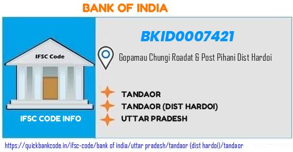 Bank of India Tandaor BKID0007421 IFSC Code