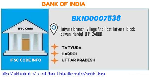 Bank of India Tatyura BKID0007538 IFSC Code