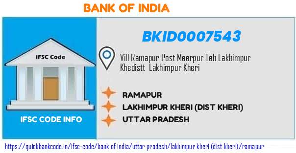 Bank of India Ramapur BKID0007543 IFSC Code