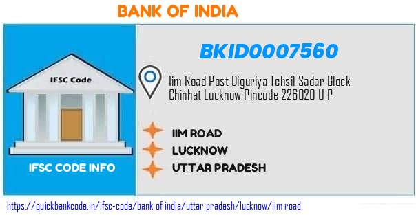 Bank of India Iim Road BKID0007560 IFSC Code