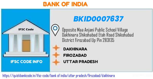 Bank of India Dakhinara BKID0007637 IFSC Code