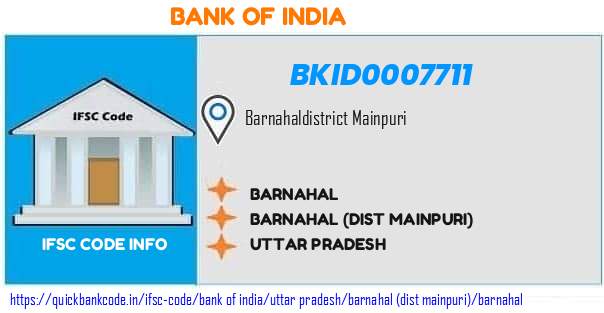 Bank of India Barnahal BKID0007711 IFSC Code