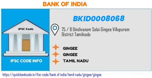 Bank of India Gingee BKID0008068 IFSC Code