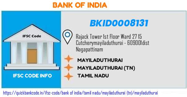 Bank of India Mayiladuthurai BKID0008131 IFSC Code