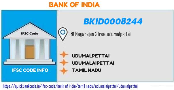Bank of India Udumalpettai BKID0008244 IFSC Code
