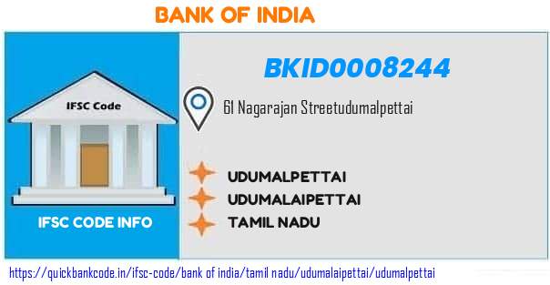 BKID0008244 Bank of India. UDUMALPETTAI