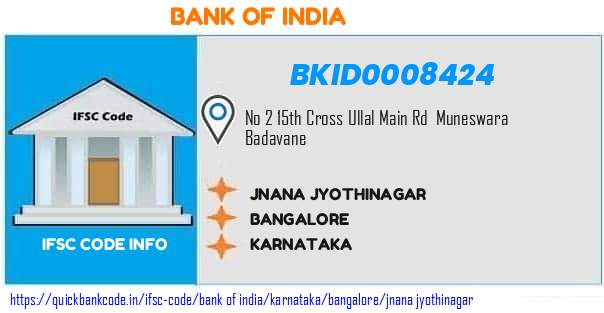Bank of India Jnana Jyothinagar BKID0008424 IFSC Code