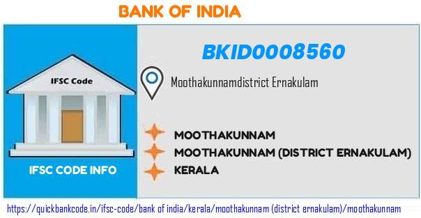 Bank of India Moothakunnam BKID0008560 IFSC Code