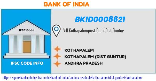 Bank of India Kothapalem BKID0008621 IFSC Code