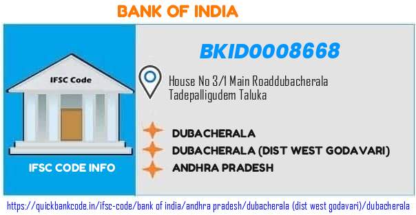 Bank of India Dubacherala BKID0008668 IFSC Code