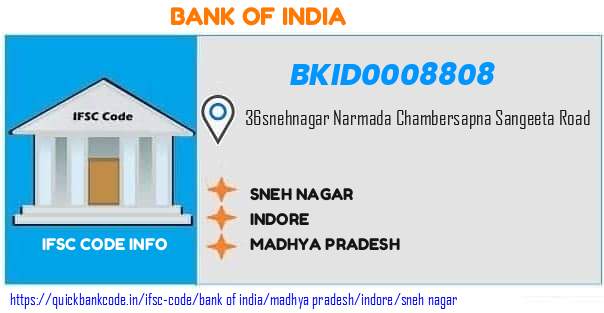 Bank of India Sneh Nagar BKID0008808 IFSC Code